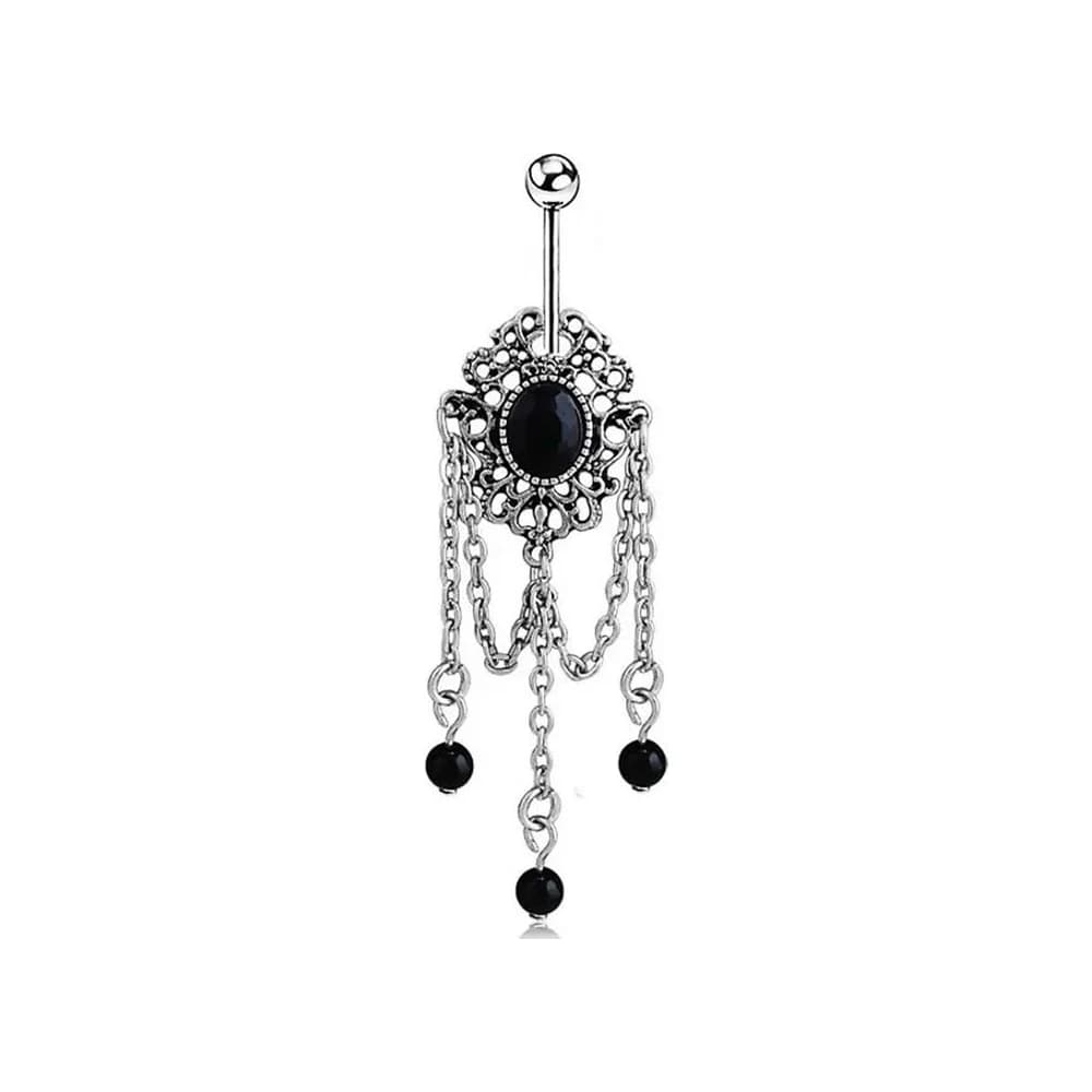 NAVEL GOTHIC DANGLE - NEGRO
