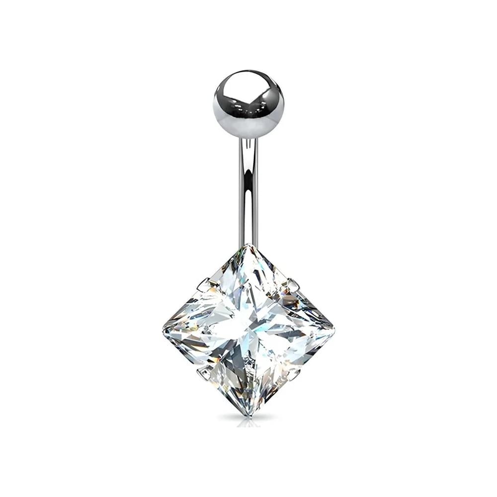 NAVEL SQUARE SHINE - PLATEADO