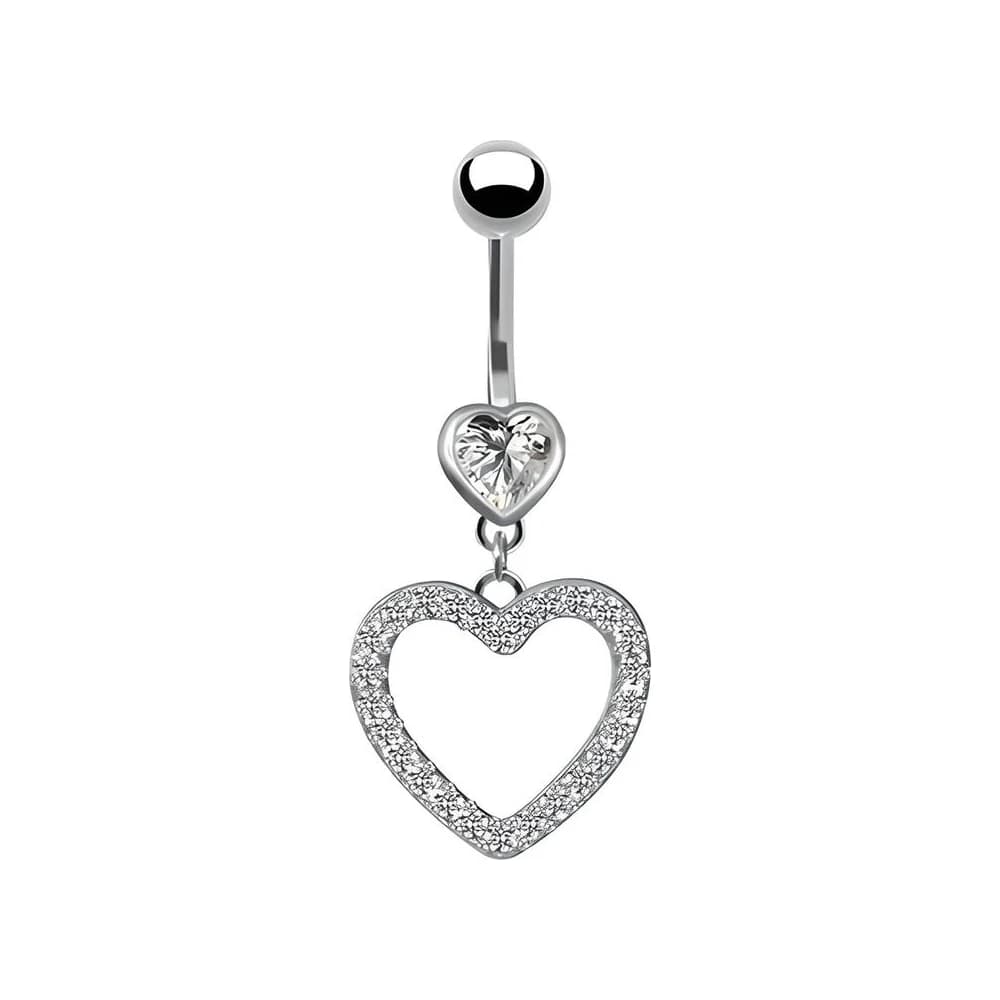NAVEL HEART DANGLE - PLATEADO