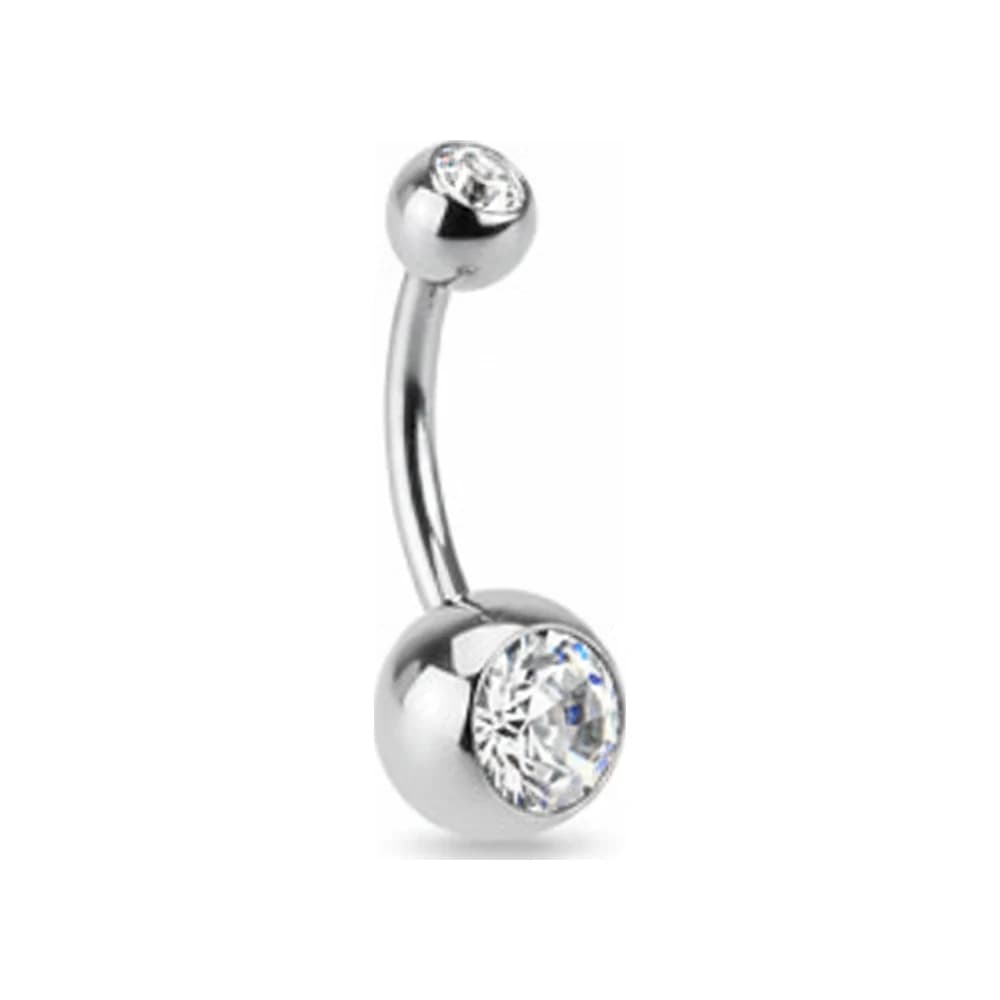 NAVEL DOUBLE BALL TITANIUM - PLATEADO