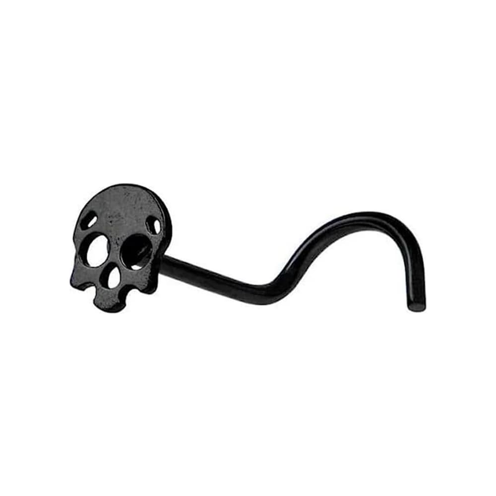 NOSE STUD HOOK SKULL - NEGRO