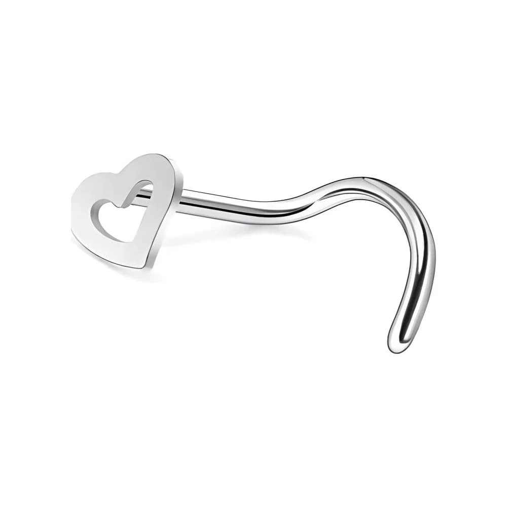 NOSE STUD HOOK HEART - PLATEADO