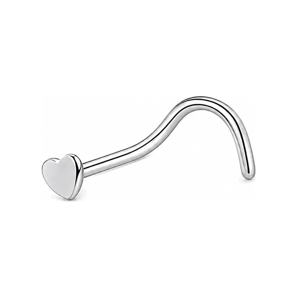 NOSE STUD HOOK MINI HEART - PLATEADO