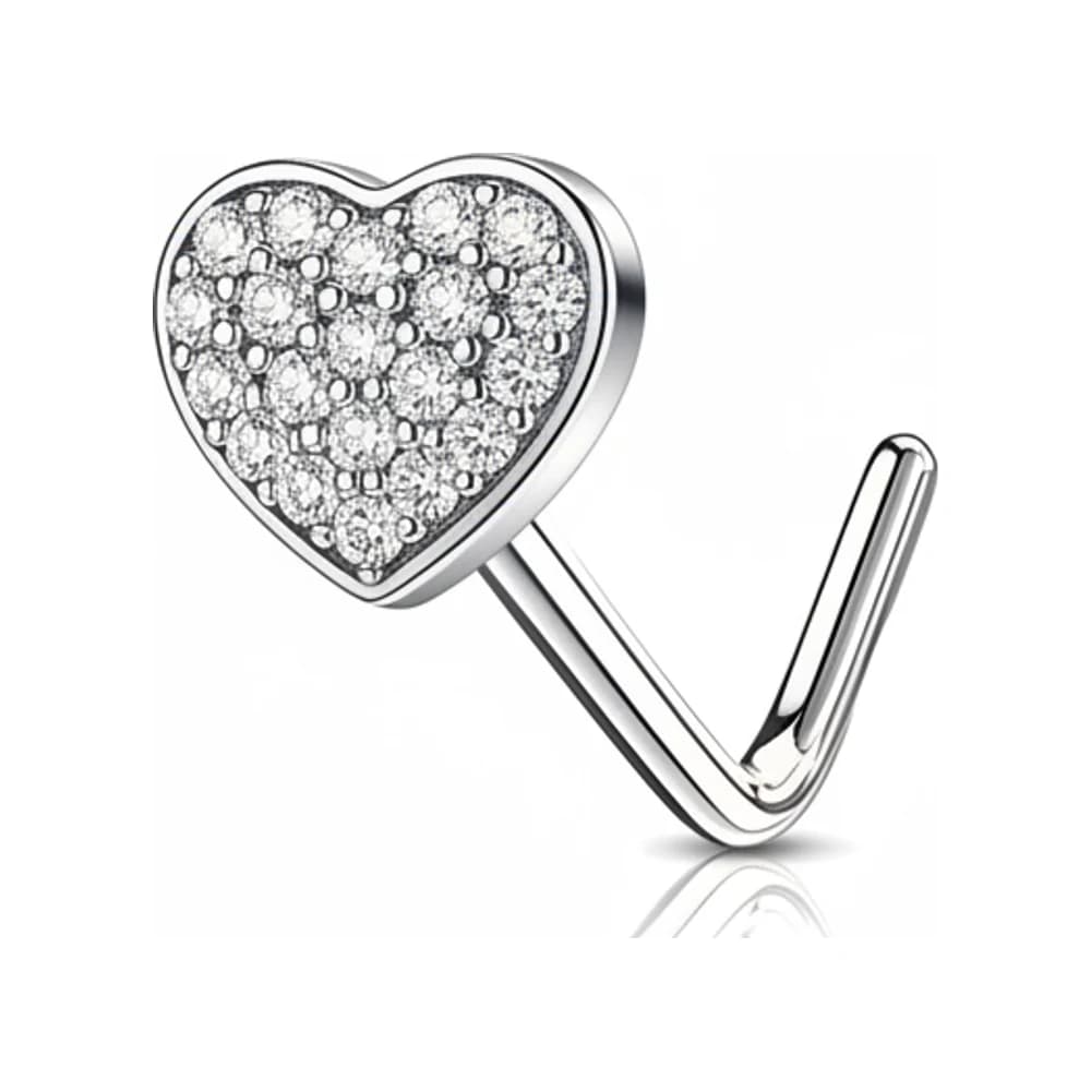 NOSE STUD L HEART SHINE - PLATEADO
